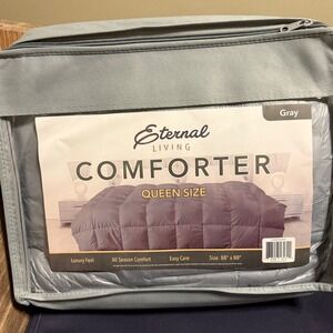 NEW Eternal Living Comforter Queen Size Gray All Season Luxury Feel 88x88